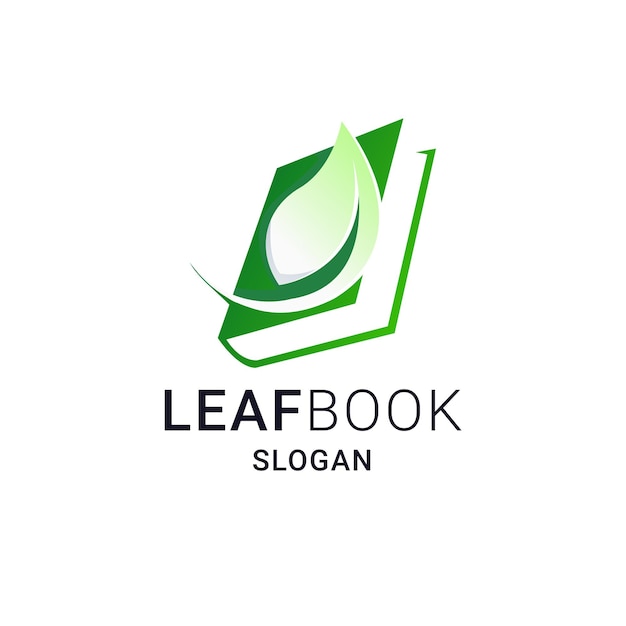 Green Leaf and Book Logo Gradient