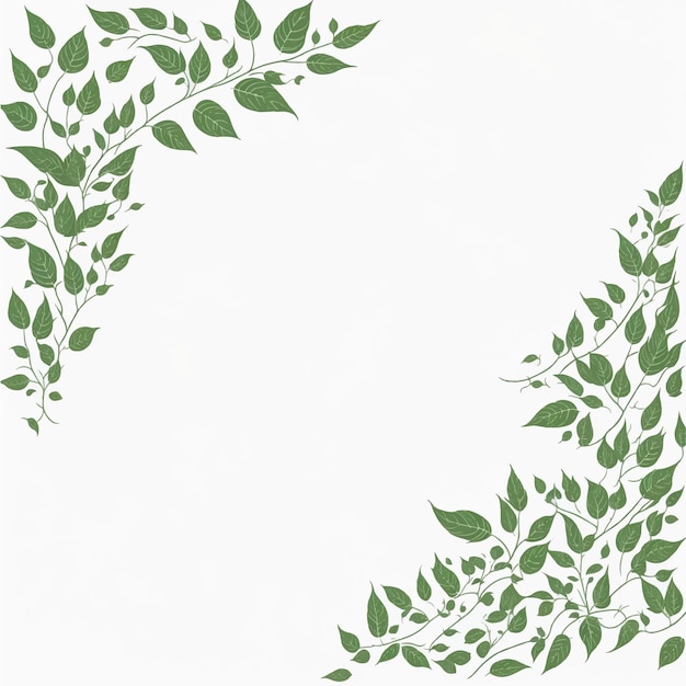 Vector a green leaf border with text place