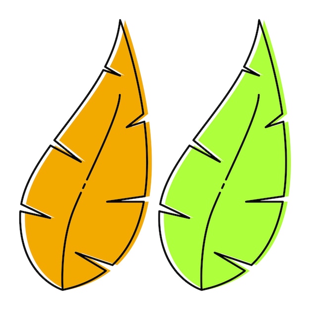 Green leaf and brown leaf icon flat vector design for plant related graphic element