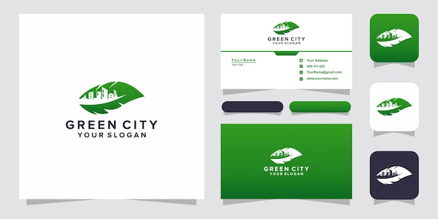 green leaf city logo and business card