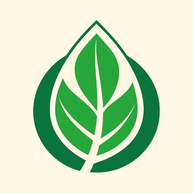 Vector green leaf ecology logo illustration black and white