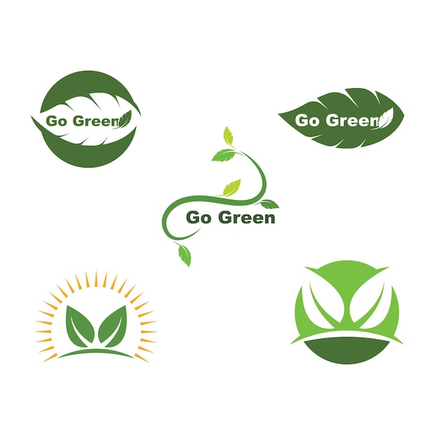 Vector green leaf ecology nature element vector icon of go green design