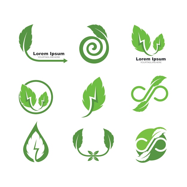 Экология зеленого листа природа элемент векторной иконки зеленого цвета