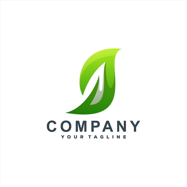 Green leaf gradient logo design