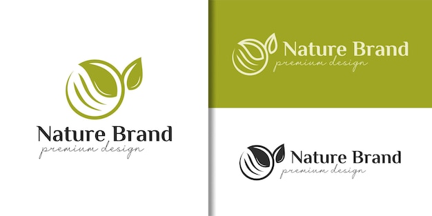 緑の葉の成長エコピュアシンプルなロゴデザイン。植物の葉は農場と農業のロゴを使用することができます