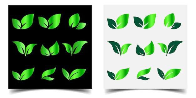 Green leaf icon collection