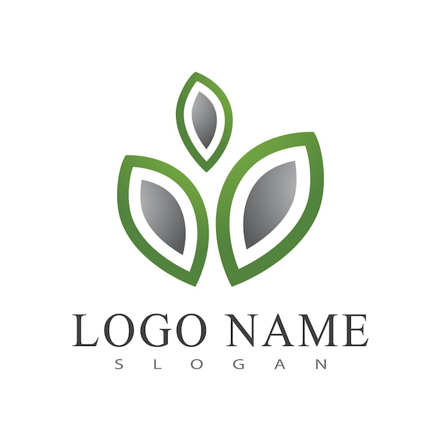 Green leaf illustration nature logo design