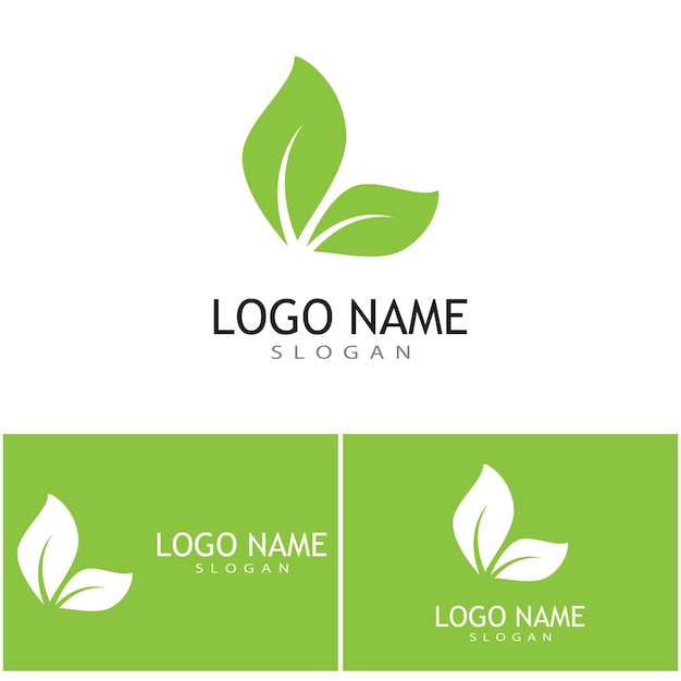 Green leaf illustration nature logo design