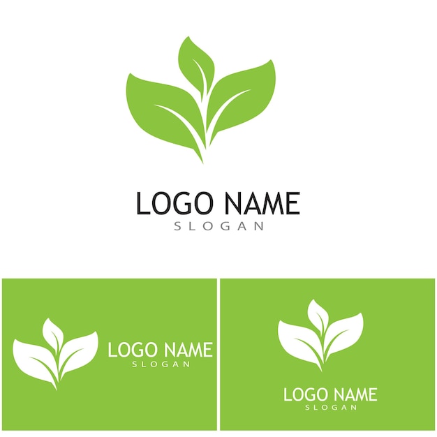 緑の葉のイラスト自然ロゴデザイン