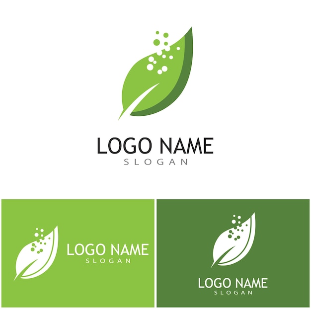 Green leaf illustration nature logo design