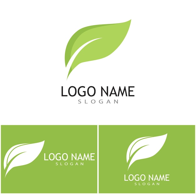 Green leaf illustration nature logo design