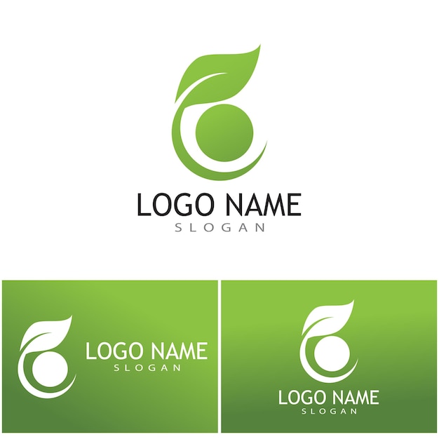 Green leaf illustration nature logo design