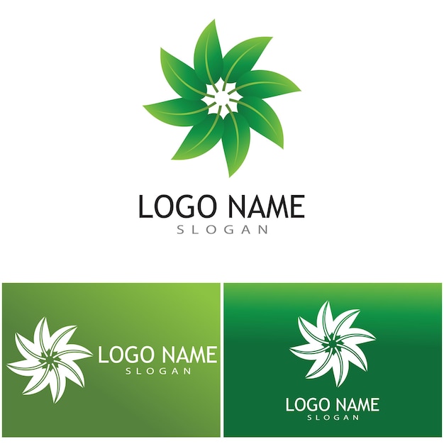 Green leaf illustration nature logo design