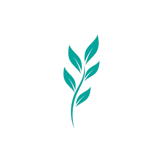 Иллюстрация зеленого листа натуральный логотип плоский шаблон дизайна