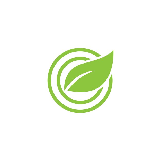 Green leaf illustration nature logo icon flat design