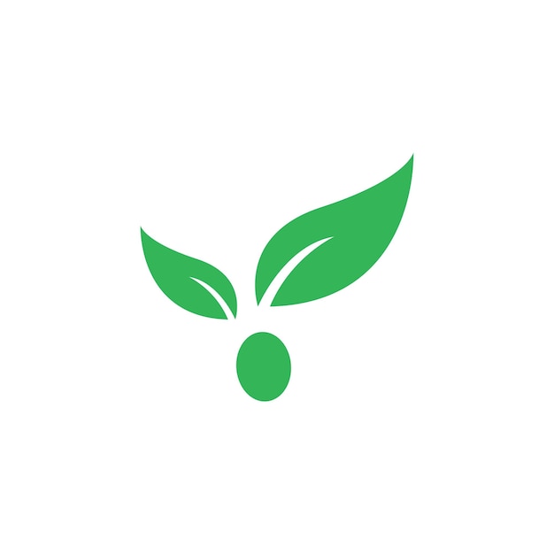 Green leaf illustration nature logo icon flat design