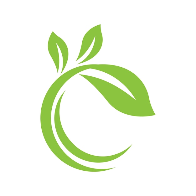 Green leaf illustration nature logo and symbol design