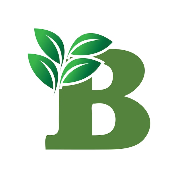 Vector green leaf and letter b monogram logo design vector