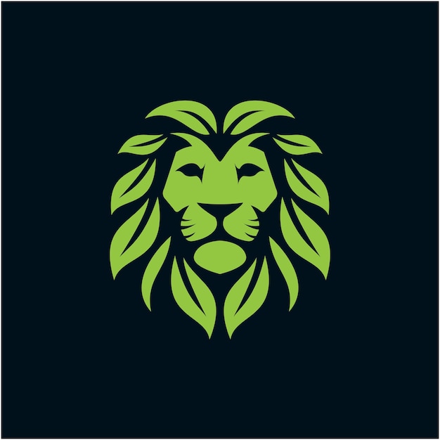 Green leaf lion logo template