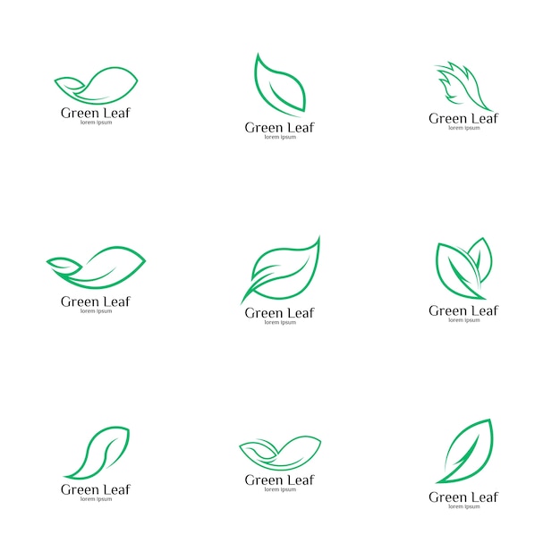 Green leaf logo set