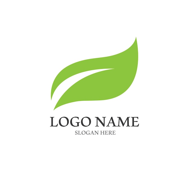 Логотип зеленого листа и вектор символов