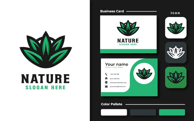 Green leaf logo template branding set