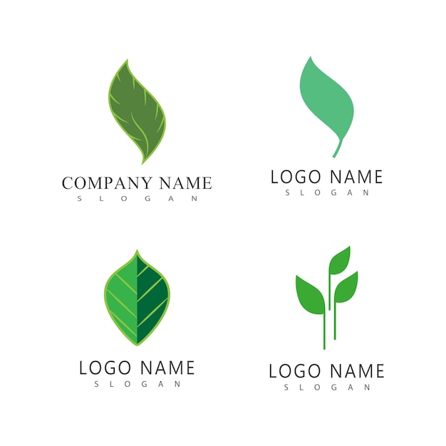 Green leaf logo vector element symbol template