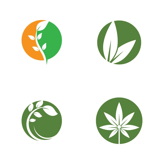 Шаблон символа векторного элемента логотипа зеленого листа