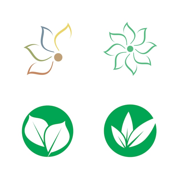 Vettore modello di simbolo dell'elemento vettoriale del logo a foglia verde