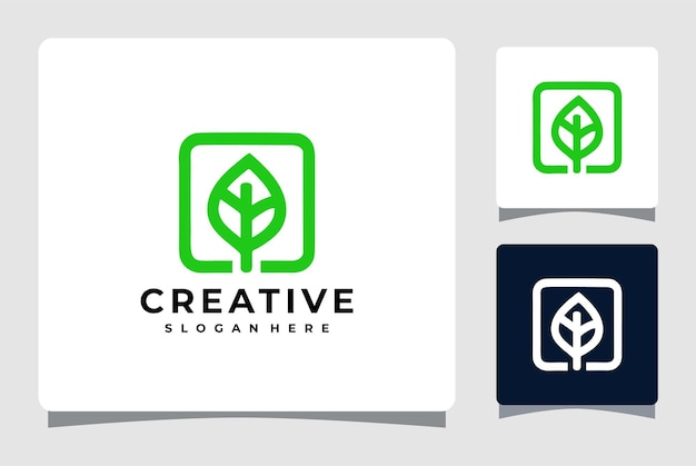 Modello di progettazione di illustrazioni vettoriali del logo a foglia verde