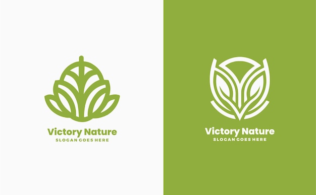 Green Leaf nature logo minimalist gradient style design collection