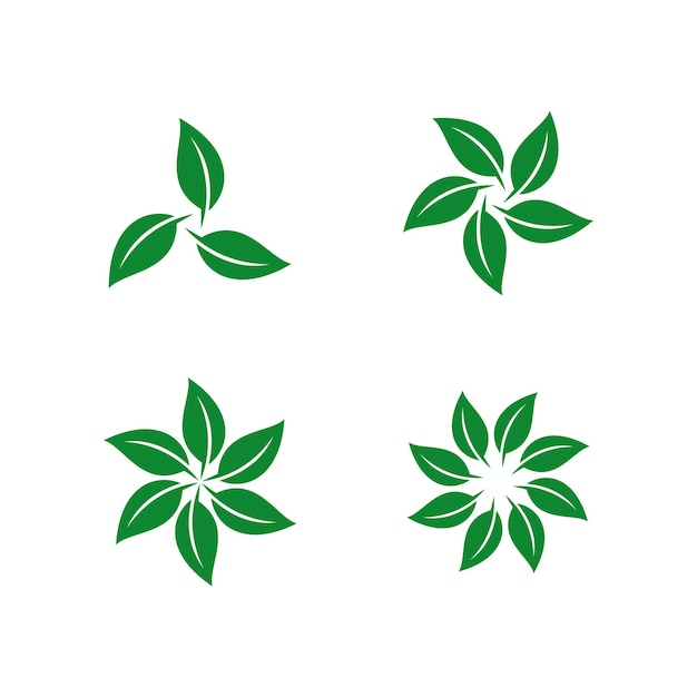 녹색 잎 장식 템플릿 에코 그린 벡터 로고 템플릿