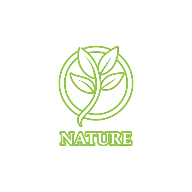 Зеленый лист контур экологии природа элемент логотипа