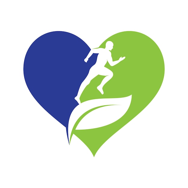 Green leaf runner logo concept design Physiotherapy treatment concept vector design