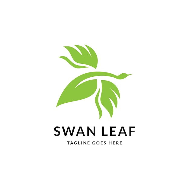 Green leaf swan logo icon vector