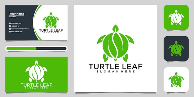 Ispirazione al logo green leaf turtle e combinazione di tartarughe con foglie in un concetto di design del logo.