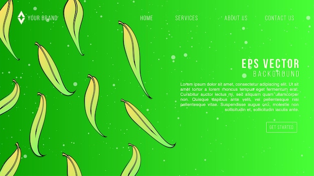 Green Leaf Web Design Abstract Background Lemonade EPS 10 Vector For Website, Landing Page