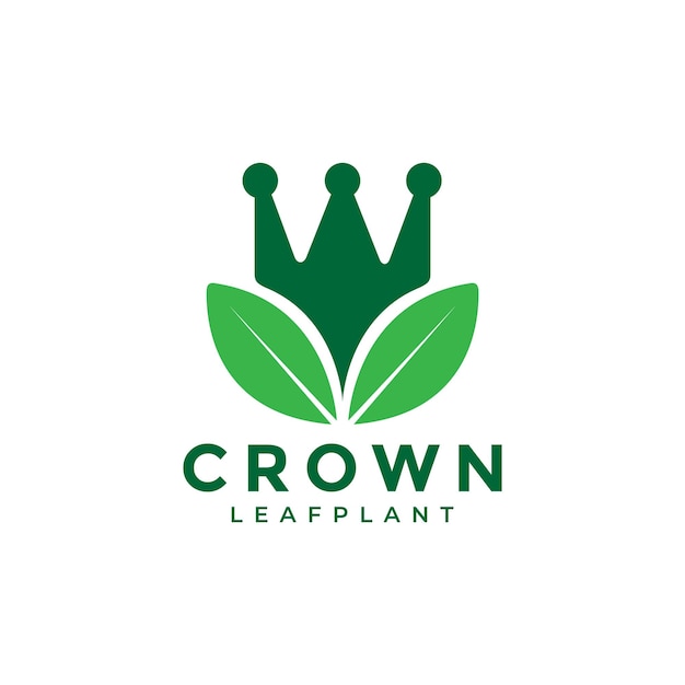 Green leaf with crown logo design vector graphic symbol icon illustration creative idea