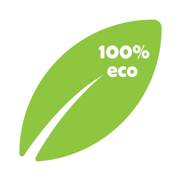 Green leaf with the inscription eco eco packaging sticker healthy food