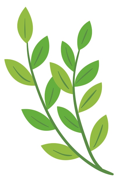 Green leaves branch Cartoon tree plant icon