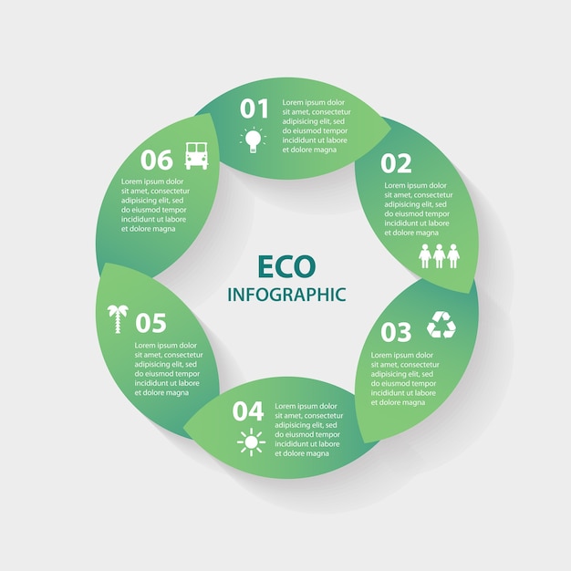 Foglie verdi cerchio rotondo segno infografica