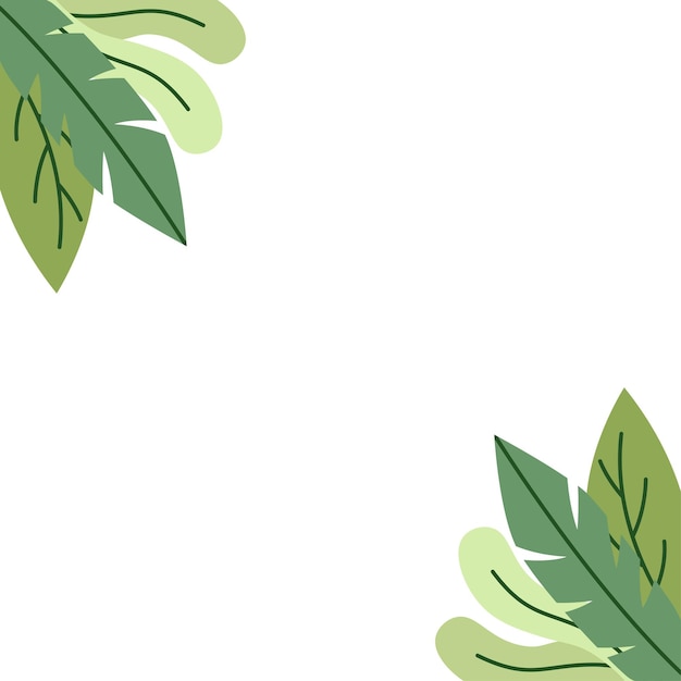 Vector green leaves corner decoration