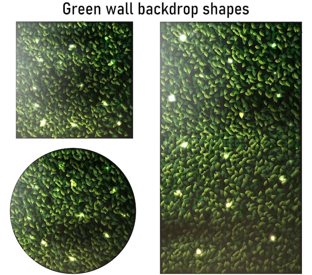벡터 조명이 있는 녹색 잎 장식 벽 모양