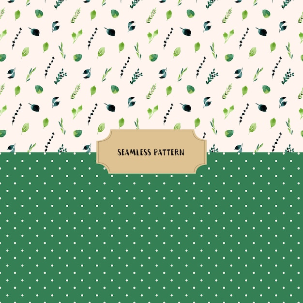 green leaves and dots seamless pattern