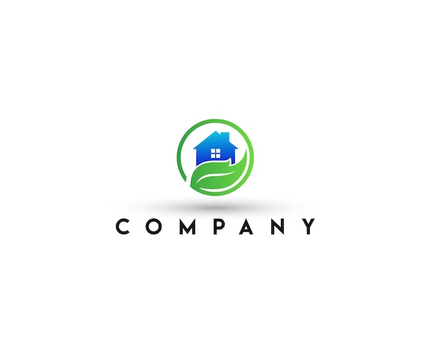 Зеленые листья eco home logo