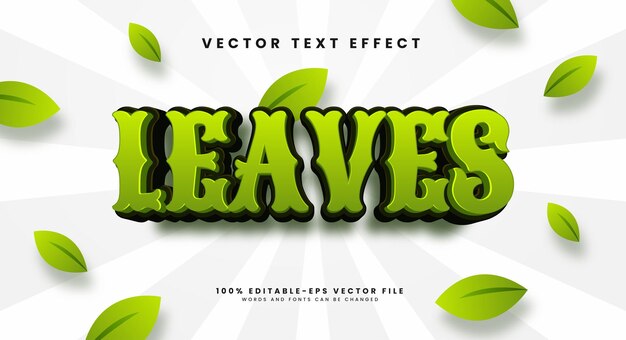 Vector green leaves editable text style effect vector text effect with green for a natural atmosphere