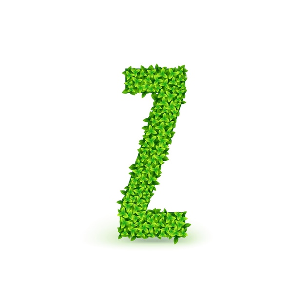 벡터 녹색 잎 글꼴입니다. 녹색 잎, 벡터 일러스트 레이 션으로 구성된 대문자 z.