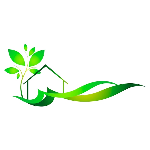 Green leaves and house eco design