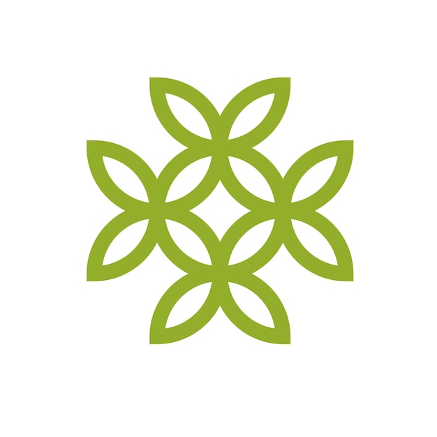 Green leaves isolated on white background. Healthy lifestyle conceptual icon for use in medical treatment organizations. The flower of life.