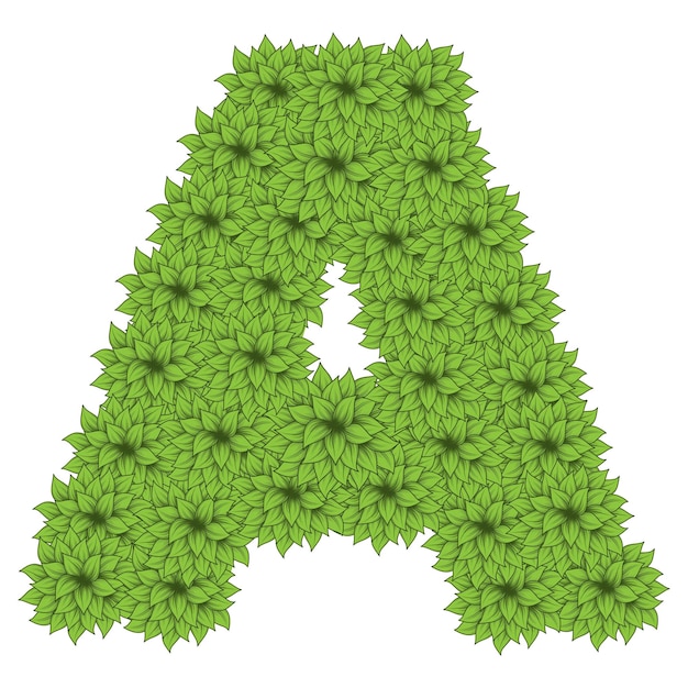 Vettore foglie verdi lettera a